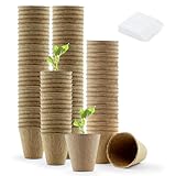 Muzhira Anzuchttöpfe, Ø 8 cm 50 Stück Sämlingstopf torffrei mit Pflanzenetiketten, Blumentöpfe für Sämlinge - für Pflanzen, Setzlinge, Stecklinge, Umpflanzen