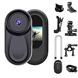 OBEST 360 Action Cam Nachtsicht, Mini Actionkamera Bodycam mit 0,85 Zoll Display, Magnetisch Motorrad Fahrrad Reiten Helmkamera, 1080p Vlog Sportkamera POV Camera mit Multifunction Zubehör Schwarz