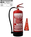 Brandengel® Feuerlöscher 6L Fettbrand Schaum 34 A, 233 B, 75 F = 10 LE DIN EN3 GS Messingarmatur Sicherheitsventil Wandhalter Manometer Standfuß, Fettbrandlöscher ABF (Mit Prüfnachweis u. Jahresmarke)