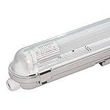 HOFTRONIC - LED-Feuchtraumleuchte 120 cm 4000K Neutralweiß 18W 1980lm 110lm/W Flimmerfrei Verlinkbar T8 Werkstattlampe IP65 Wasserfest Wannenleuchte Leuchte für Garage Keller Bad Büro Warenhaus