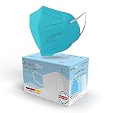 WeVida®Plus FFP2 Maske Made in Germany - 25 x einzeln verpackt, größere Passform, dermatologisch geprüft, EU CE zertifizierte Atemschutzmaske nach EN149:2001+A1:2009, CE2841 (Türkis)