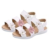 Generisch Sandalen Mädchen, Sandalen Für Mädchen, Leder Sommer Schuhe Girl Sandal Leicht Sandaletten Sommerschuhe Slide Mädchenschuhe Slingback Strandsandalen Weiße 30