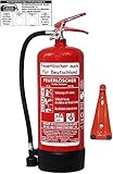 Brandengel® Feuerlöscher 6L Schaum Brandklasse AB DIN EN 3 + GS, (Mit Prüfnachweis u. Jahresmarke) Manometer, Wandhalter, Messingarmatur Sicherheitsventil, Standfuß, Schaumlöscher Haushalt Büro