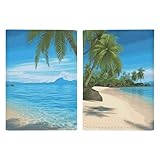 Hawaiianischer Strand mit Palmen bedruckte Reisepasshülle Reisepasshülle für Reisen Reisepass Karten Schutz Reisehüllen Brieftasche Hülle RFID blockierendes Leder Kartenetui für Damen und Herren,