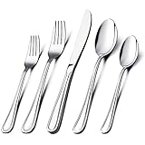 Besteck Set 12 Personen, 60 teilig Besteckset aus Edelstahl bestehend aus Messer, Gabel, Löffel Hochwertiger Essbesteck Edelstahl poliert, glänzend, spülmaschinenfest(Silber)…