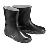 ESTRO Gummistiefel Damen Halbhoch Wasserdicht - Regenstiefel Damen Gummistiefel Halbhoch Damen Regenschuhe Damen Regenstiefeletten Damen K007 (40 EU, Schwarz)