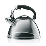 kela Wasserkessel Induktion 3L, Camping Wasserkessel Edelstahl, mit sicherem Öffnen des Ausgussdeckels durch Taste, VARUS, Teekessel glänzend