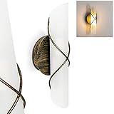 Wandleuchte 'Palma' gold braun Schirm aus Echtglas mit Schalter an der Wandlampe, E14, ohne Leuchtmittel