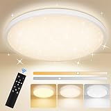 TOPPLEE LED Deckenleuchte Dimmbar 3000K-6500K mit Fernbedienung, Deckenlampe Rund Sternenhimmel Lampe für Küche,Kinderzimmer, Schlafzimmer,Wohnzimmer-30CM