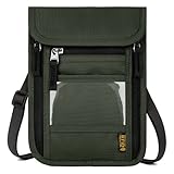 WACCET Brustbeutel Herren Dame mit RFID Schutz, Reise Brustbeutel mit Mehreren Taschen Versteckter Reisegeldbeutel Brusttasche für Bargeld, Karten, Schlüssel und Reisepass usw (Grün)