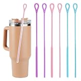 URROMA 6 biegbare Silikon-Trinkhalm-Reinigungsbürsten, 25 cm, wiederverwendbarer Wasserflaschenreiniger für Trinkgläser, Vasen, Smoothie-Strohhalme, 6 und 9 mm, Rosa, Blau, Lila