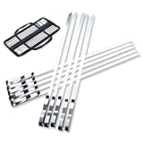 FUNOMOCYA 10Stücke Grillspieße Set Flache Metallspieße für Bbq Schaschlik Grillen für Fleisch Gemüse
