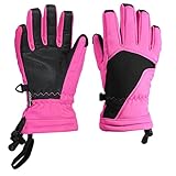 ZHOUBINGBING Skihandschuhe für Kinder Schneehandschuhe mit thermischer Isolierung für Winter Snowboard Windtest Rose Skihandschuhe s/m