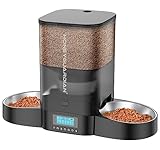 HoneyGuaridan Futterautomat Katze 2 näpfe, Gleichmäßig Verteilung Katzenfutter Automat, 3.5L Timer Futterspender im Gesamtdichtungsdesign, Edelstahlschüssel, 10s Sprachaufzeichnung,1-6 Mahlzeiten/Tag