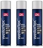 3x Wella Wellaflex Men Express Fix Haarspray Ultra Starker Halt *5 Vegan Bis zu bis zu 48 Stunden Halt mit einer veganen Formel, die sanft zur Kopfhaut ist 250ml (3er Pack)