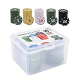 Poker-Chips mit Bezeichnungen, nummeriertes farbiges Spielzubehör mit Etui, Spiel-Poker-Chips – für Zuhause, Reisen, Nachtdisplay, Turniere, Partys, Urlaub, Geburtstag, Büros, Zimmer, Familientreffen