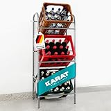 KARAT Kisten Aufbewahrung für 3 Kästen Getränkekistenregal, Flaschenregal, Getränkekistenhalter mit Wandbefestigung für Keller, Speisekammer, Garage aus Metall in grau 49,5x32,5x115,5 cm (Rocket)