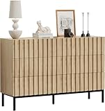 UEV Kommode mit 6 Schublanden, 73,4 x 34,5 x 100cm, Schrank mit Schubladen, Schmal Kommode,Aufbewahrungskommode,Schrank für Wohnzimmer,Schlafzimmer,Flur(Natur)