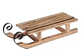 Spetebo Deko Holz Schlitten geflammt mit Metallkufen - 40 cm - Winter Weihnachten Advent Fenster Tisch Dekoration