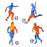 PLIGREAT Fußballspieler Wandtattoo Coole Fußball Wandstikcer für Kinderzimmer Junge Fußballliebhaber Schlafzimmer Dekor Geschenk Bunte Sport Fussbälle WandKunst Aufkleber