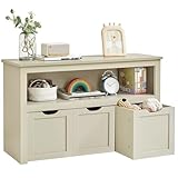 VASAGLE Kinderregal, Spielzeugaufbewahrung für Kinder, Aufbewahrungsschrank, Spielzeugschrank, Aufbewahrungsbox mit Rollen, Spielzeugregal, für Kinderzimmer, 30 x 102 x 60 cm, sandbeige LHS380LH01