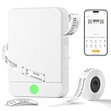 NUKVRYY Etikettendrucker, Bluetooth Beschriftungsgerät Selbstklebend, Tragbarer Mini Etikettiergerät Labeldrucker Thermo Sticker Printer Kompatibel with iOS/Android, Geeignet für Zuhause Schule Büro