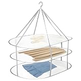 Faltbarer Wäscheständer – großer flacher Netz-Kleiderbügel | Tragbarer lufttrocknender Ständer für Pullover, Socken, Spielzeug, Kleidungsstücke, in Wohnung, Zuhause, kleine Räume, Badezimmer oder