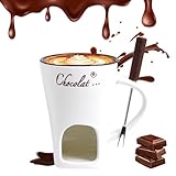 Schokofondue Tasse,130ml Schokoladen-Hot-Pot-Schmelzbecher,Becher zum Schmelzen von Schokolade,Keramik Schokoladenfondue Tasse,Mehrzweck Chocolate Fondue Set,für Käse Schokolade Butter Karamell