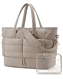 BAGSMART Puffer Reisetasche Groß 38l Sporttasche Damen Mit Schuhfach, Weekender Damen kliniktasche geburt Wasserabweisend HandgepäCk Tasche, 47*21*39cm Weiches Dickes StrapazierfäHiges Taslon, Kamel