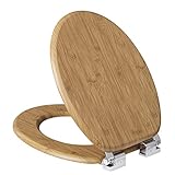 eSituro Toilettendeckel,mit Absenkautomatik, Klodeckel MD Holz Premium WC Sitz,Klobrille einfache Bodenmontage,Antibakteriell Stabile, Belastbarkeit 175 kg,O Form