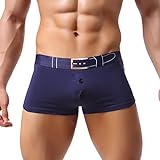 HJTY Mens Ice Silk Unterwäsche, lustige, kreative Persönlichkeit, lustige, süße, atmungsaktive Boyshort. Doppelbund Unterhose (Z01-Dark Blue, M)