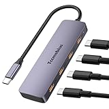 Tccmebius USB C Hub 10Gbps, Aluminium USB 3.2 Gen2 Splitter mit 4 USB-C Datenanschlüsse, Tragbar Typ C Multiport-Adapter für MacBook Pro/Air, iPad Pro, Surface Pro, Laptop, Smartphone (TCC-T324C)