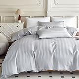KEAYOO Satin Bettwäsche mit Streifen - aus Baumwolle Weich, atmungsaktiv und mit Reißverschluss (Grau, 135x200cm+80x80cm)