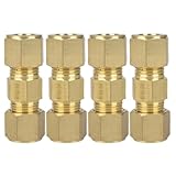 Messing-Klemmverschraubungen, 6,35 mm Rohrverbinder, geeignet für Haushaltswasserleitungen in Kühlschränken, 4 Stück
