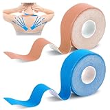 2 Rollen Kinesiologie Tape, Kinesiologie Tape für den Sport, Wasserdichte Elastisches Physio Tape, Tape Sport Klebeband für den Sport, für Knie, Schulter und Ellenboge (5m x 2.5cm)