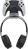 Foamy Lizard PS5 Controller Charger V2 Konsole & Wall Mount für Playstation 5 Edge & DualSense Fast Charging Station Hanging Dock, Headphone Hook, LED, Overcharge Protection (PS5 White + Black)