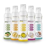 VitalBody+ DailySpray Probierpaket, 5er Pack, 2 kcal Spray zum Braten, Grillen & Verfeinern, 4000 Portionen, für gesundes Kochen, ideal zum Abnehmen, Non-Stick cooking spray