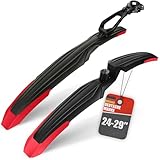 BALOU Schutzbleche Mountainbike 24-29 Zoll - Universal Fahrrad Schutzblech Set für vorne und hinten - MTB Steckschutzblech abnehmbar Spritzschutz, rot/schwarz