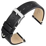 ANNEFIT Uhrenarmband 18mm für Herren Damen, Italienisches Vintage Lederarmband, Schnellverschluss Echtes Ersatzarmband (Schwarz)