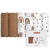 GLLQUEN BABY Musselintücher für Babys, 6 Stück Spucktücher aus Baumwolle 70 cm x 70 cm, saugfähig und atmungsaktiv und ideal zum Reinigen, Abwischen und Abdecken von Neugeborenen