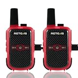 Retevis RT15 Walkie Talkie, Walkie Talkie Erwachsene, PMR Funkgeräte, 1000 mAh Li-on Akku, VOX, Mini, Walkie Talkie Aufladbar für Familienausflüge, Wandern, Camping, Outdoor (Rot, 1 Paar)