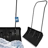 KOTARBAU® Schneeschieber mit Rädern Schneeschaufel 80 cm Schneewanne mit Alu-Profilkante Schneeschippe mit Metallgriff ECO Schwarz