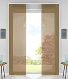 2er Set Schiebegardinen Flächenvorhänge Vorhang Gardine Schiebe HxB 245x60 cm Nougat Komplett mit Paneelwagen Beschwerungsstange, 85589N2