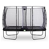 EXIT TOYS Elegant Rechteckiges Trampolin - 244x427cm - Mit Economy Sicherheitsnetz - Mit Fußschutzsystem - Rostfrei - Wasserbeständig - Einfache Montage - Trampolin Garten - Schwarz