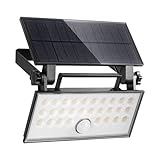 OREiN Solarlampen für Außen mit Bewegungsmelder 2600mAh, 5000K Tageslichtweiß Aussenlampe 800Lm Hell mit 3 Leuchtmodi, IP65 Wasserdicht LED Solar Außenstrahler für Garten/Garage/Eingang/Vordertür