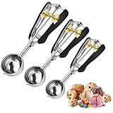 SPEENSUN 3-teiliges eisportionierer set mit Auslöser (4/5/6 CM)-Edelstahl teigportionierer kugeln&Melonenkugelformr aus 304 Stahl,für Eiscreme,Melonenkugeln,Kartoffelpüree,Teig und Kuchen