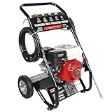 Benzin Hochdruckreiniger 7.5PS 3400RPM Benzinmotor Dampfstrahler, 170 bar Profi Hochdruckreiniger Industrie Benzin Flächenreiniger für Auto- & Terrassenreiniger mit 8m Schlauch und 5 Düsen