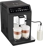KRUPS Evidence One Kaffeevollautomat mit Milchschlauch, One-Touch-Cappuccino, 12 Getränkespezialitäten, 2-Tassen-Funktion, Farbdisplay, Kaffeemaschine, TÜV-Siegel, Schwarz, EA895N10