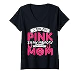 Damen Ich trage Rosa in Erinnerung an meine Mutter T-Shirt mit V-Ausschnitt