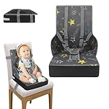 YRHome Grau Kinder Sitzerhöhung Faltbar Kindersitz mit Rückenlehne & verstellbaren Baby Boostersitz Dreipunktgurt Sitzerhöhung Mobiler sitzerhöhung stuhl für zuhause und unterwegs